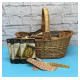 Basket full of gold stamp savings books