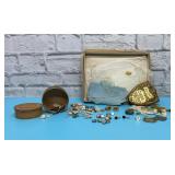 Assorted mother of pearl buttons, RN cuff links