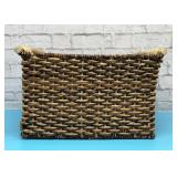 Lg woven basket with wood handles