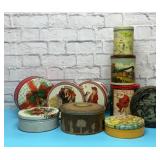Assorted vtg candy tins
