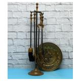 BRASS FIREPLACE TOOLS, PLATE