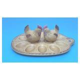 Deviled egg tray with salt and pepper