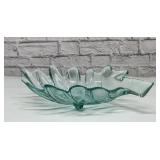 Teal FOOTED FRUIT BOWL LEAF SHAPED