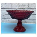 Jeanette glass Ruby, red flash compote