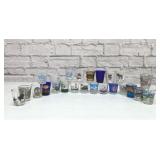 assorted souvenir shot glasses