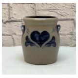 ROWE POTTERY CROCK BLUE HEART 6