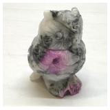 Fluorite crystal carved owl 3.5