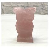 Pink quartz carved owl crystal 3