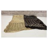 2 evening scarves, metallic embellishments