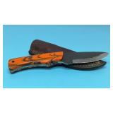 Custom-made orange knife with sheath 8