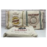 3 FEED SACK SEAT CUSHIONS 17X17