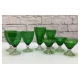 VTG anchor hocking, green burple stemware
