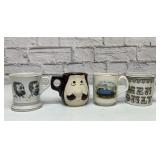 4 VTG mustache mugs