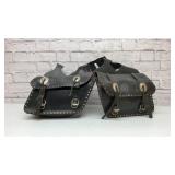 Leather motorcycle saddlebags