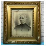 Lg antique framed woman portrait