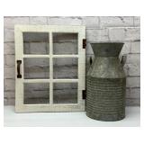 Country deco window, milk can 16x20
