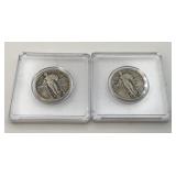 (2) 1927 Standing Liberty Silver Quarters