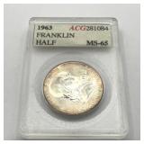 1963 MS 65 Ben Franklin Silver Half Dollar