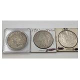 (3) 1921 US Morgan silver dollars
