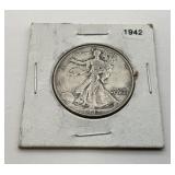 1942 US walking liberty half dollar