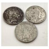 (3) 1922 US silver peace dollars