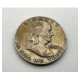 1957 US Ben Franklin silver half dollar