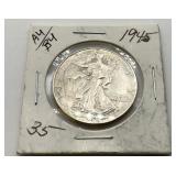 1945 US walking liberty half dollar