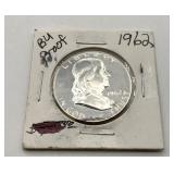 1962 BU Proof Ben Franklin silver half dollar