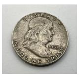 1953 ben Franklin silver half dollar