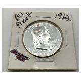 1962 Proof US Ben Franklin silver half dollar
