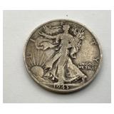 1943 S US walking liberty half dollar