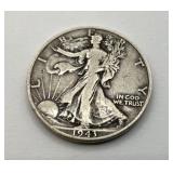 1943 D US walking liberty half Dollar