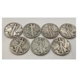 (7) US walking liberty half dollars