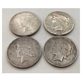 (4) 1922 US Silver Peace Dollars