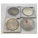 (4) 1922 US Silver Peace Dollars