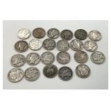 23 Assorted US Silver Mercury Dimes