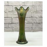 Fenton Diamond & Rib green carnival swung vase