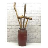 Antique painted churn crock