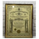 VTG masonic certificate by a supreme council