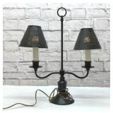 Punched tin double desk lamp