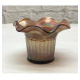 Northwood Carnival glass ruffled vase