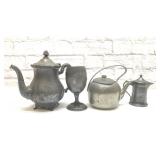 Assorted antique pewter