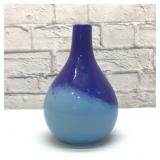 VTG ART GLASS VASE BLUE SWIRL 10