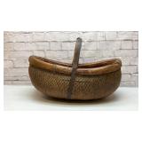 Antique Chinese hand woven willow field basket