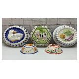 5 VTG CERAMIC JELLO MOLDS