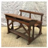 ANTIQUE PRIMITIVE DOUBLE SCHOOL DESK