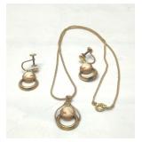 VTG Gold Filled Cameo pendant, earrings