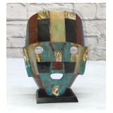 Aztec face mask, semi precious stones, shells