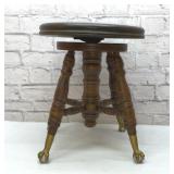 Antique glass ball & clawfoot piano stool 17