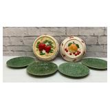 2 ceramic Jell-O molds, 4 Portugal fruit plates